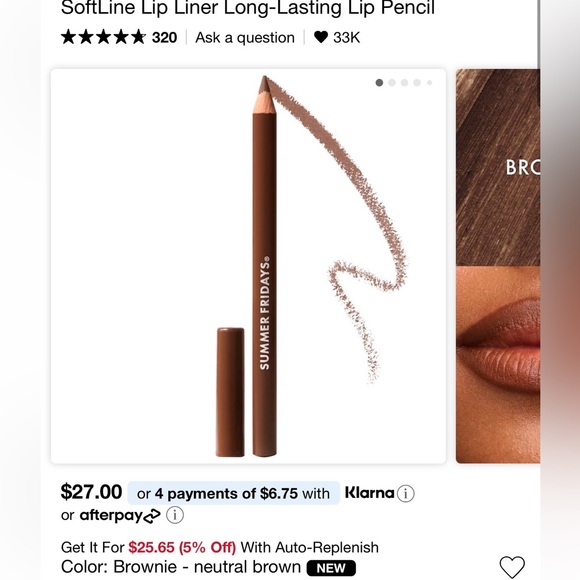 Summer Fridays Other - Summer Fridays - softLine lip Liner - brownie - new!
